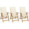 Folding Garden Chairs 3 pcs with Cushions Solid Acacia Wood