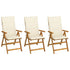 Folding Garden Chairs 3 pcs with Cushions Solid Acacia Wood