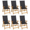 Folding Garden Chairs 6 pcs with Cushions Solid Acacia Wood