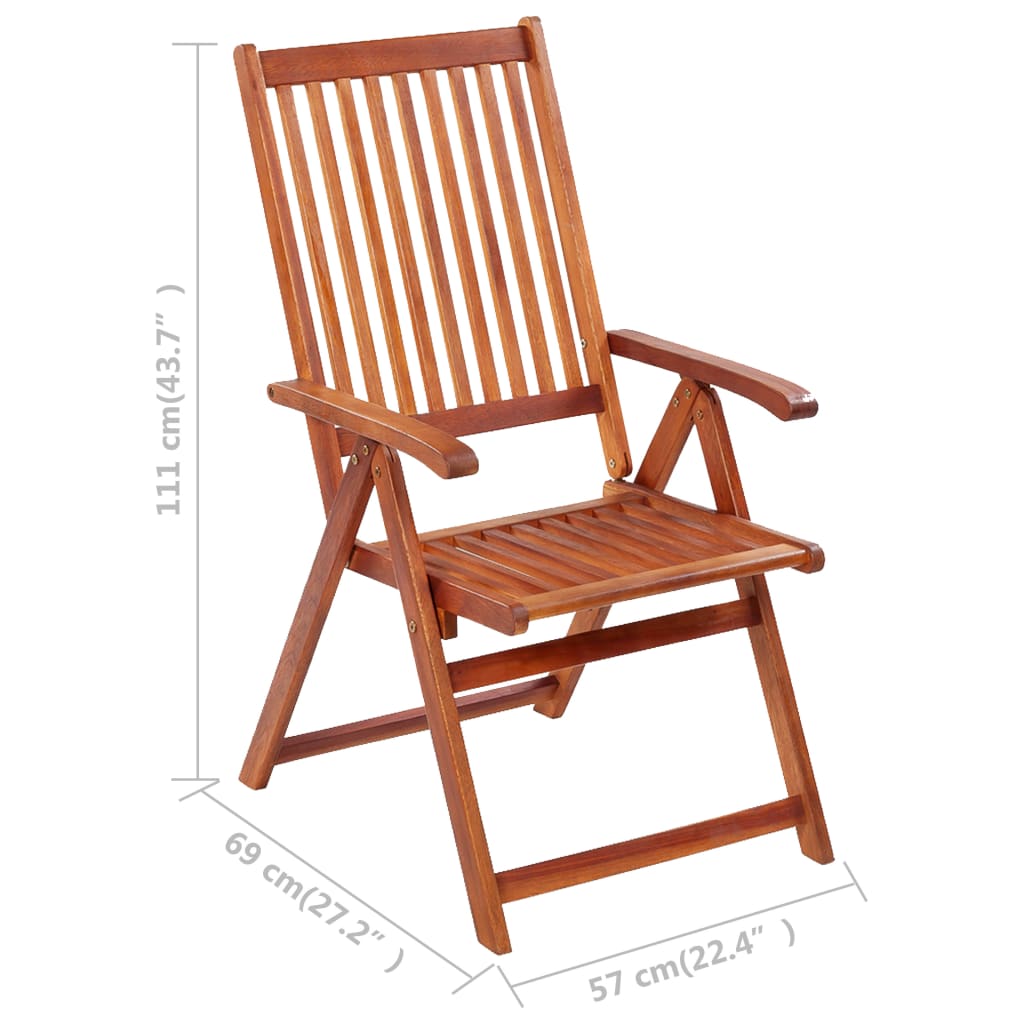 Folding Garden Chairs 6 pcs with Cushions Solid Acacia Wood