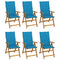 Folding Garden Chairs 6 pcs with Cushions Solid Acacia Wood