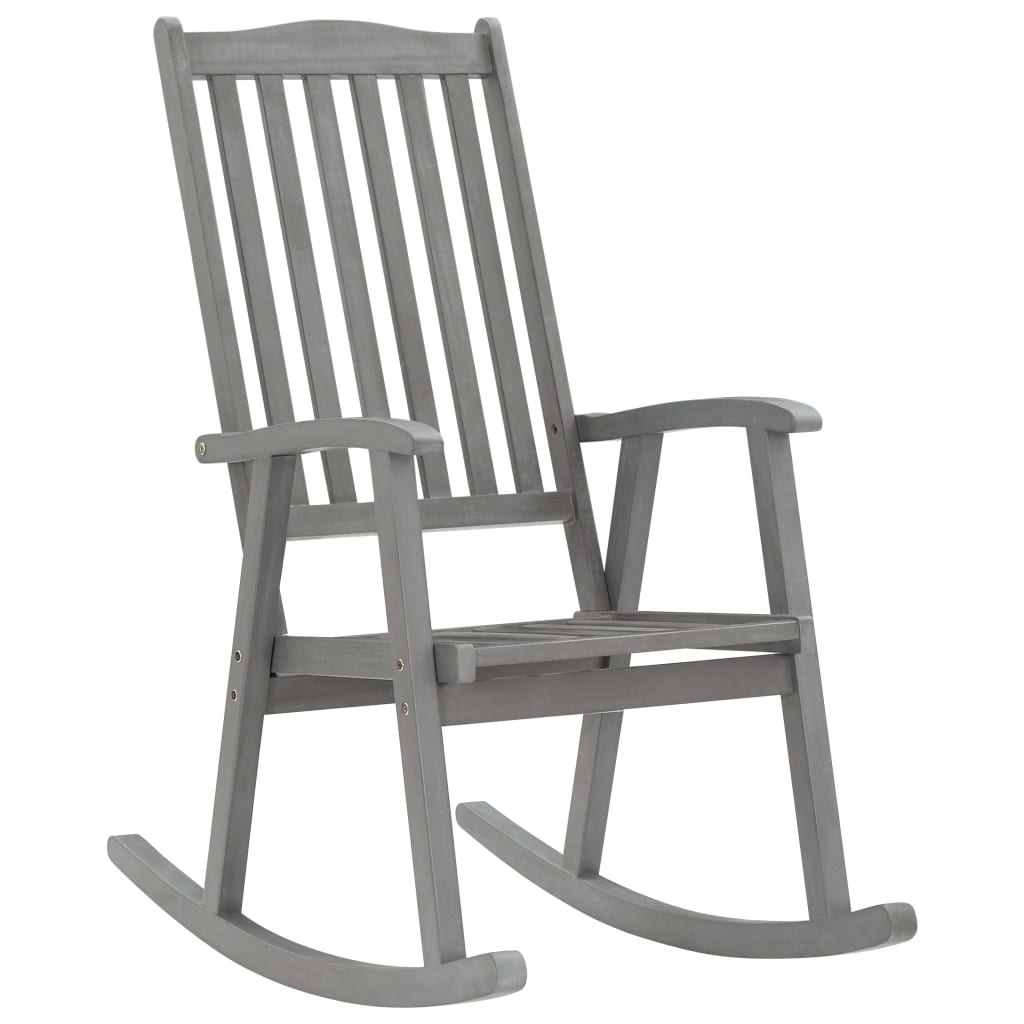 Rocking Chair with Cushions Grey Solid Acacia Wood