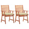 Outdoor Dining Chairs 2 pcs with Cushions Solid Acacia Wood