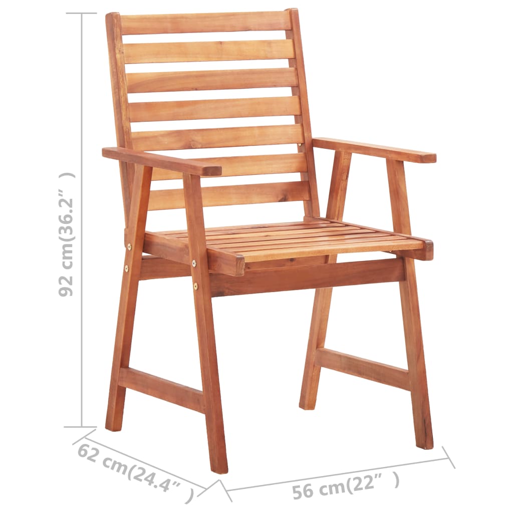 Outdoor Dining Chairs 2 pcs with Cushions Solid Acacia Wood