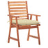 Outdoor Dining Chairs 2 pcs with Cushions Solid Acacia Wood