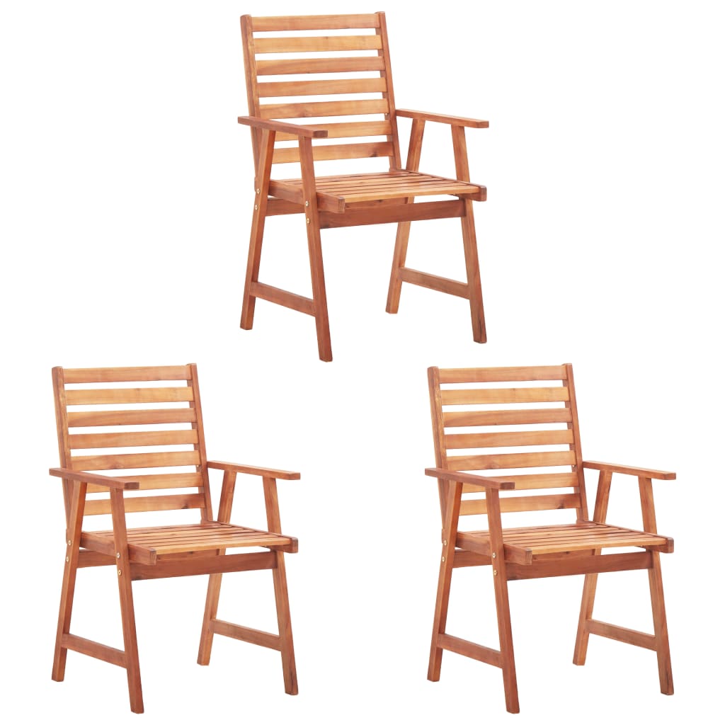 Outdoor Dining Chairs 3 pcs with Cushions Solid Acacia Wood