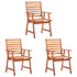 Outdoor Dining Chairs 3 pcs with Cushions Solid Acacia Wood