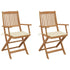 Folding Garden Chairs 2 pcs with Cushions Solid Wood Acacia