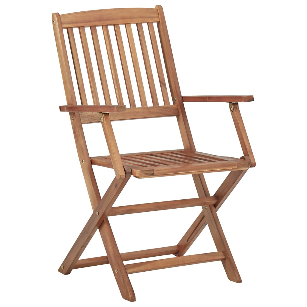 Folding Garden Chairs 2 pcs with Cushions Solid Wood Acacia