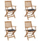 Folding Garden Chairs 4 pcs with Cushions Solid Wood Acacia