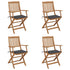 Folding Garden Chairs 4 pcs with Cushions Solid Wood Acacia