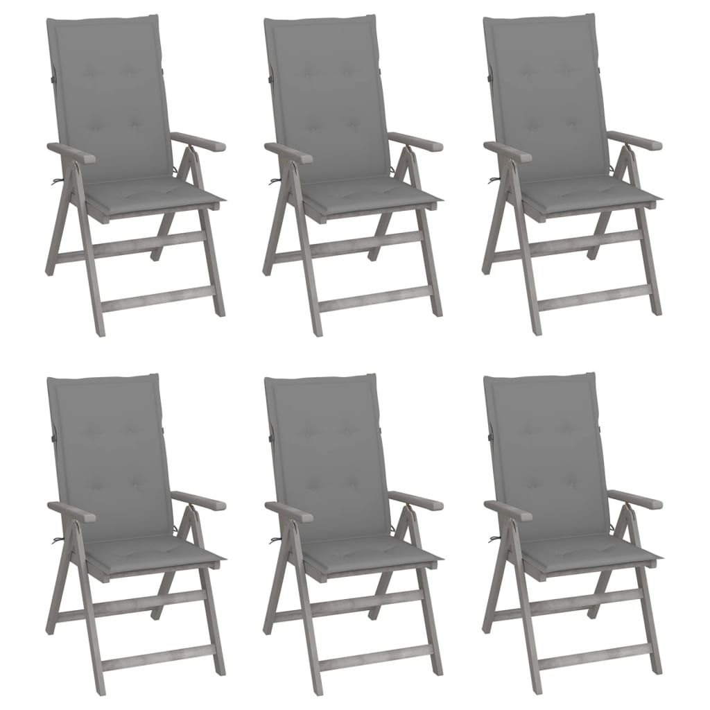 Garden Reclining Chairs 6 pcs with Cushions Solid Acacia Wood