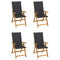 Garden Reclining Chairs 4 pcs with Cushions Solid Acacia Wood