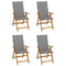 Garden Reclining Chairs 4 pcs with Cushions Solid Acacia Wood