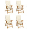 Garden Reclining Chairs 4 pcs with Cushions Solid Acacia Wood