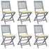 Folding Outdoor Chairs 6 pcs with Cushions Solid Acacia Wood