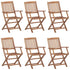 Folding Garden Chairs 6 pcs with Cushions Solid Wood Acacia