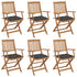 Folding Garden Chairs 6 pcs with Cushions Solid Wood Acacia