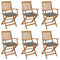 Folding Garden Chairs 6 pcs with Cushions Solid Wood Acacia