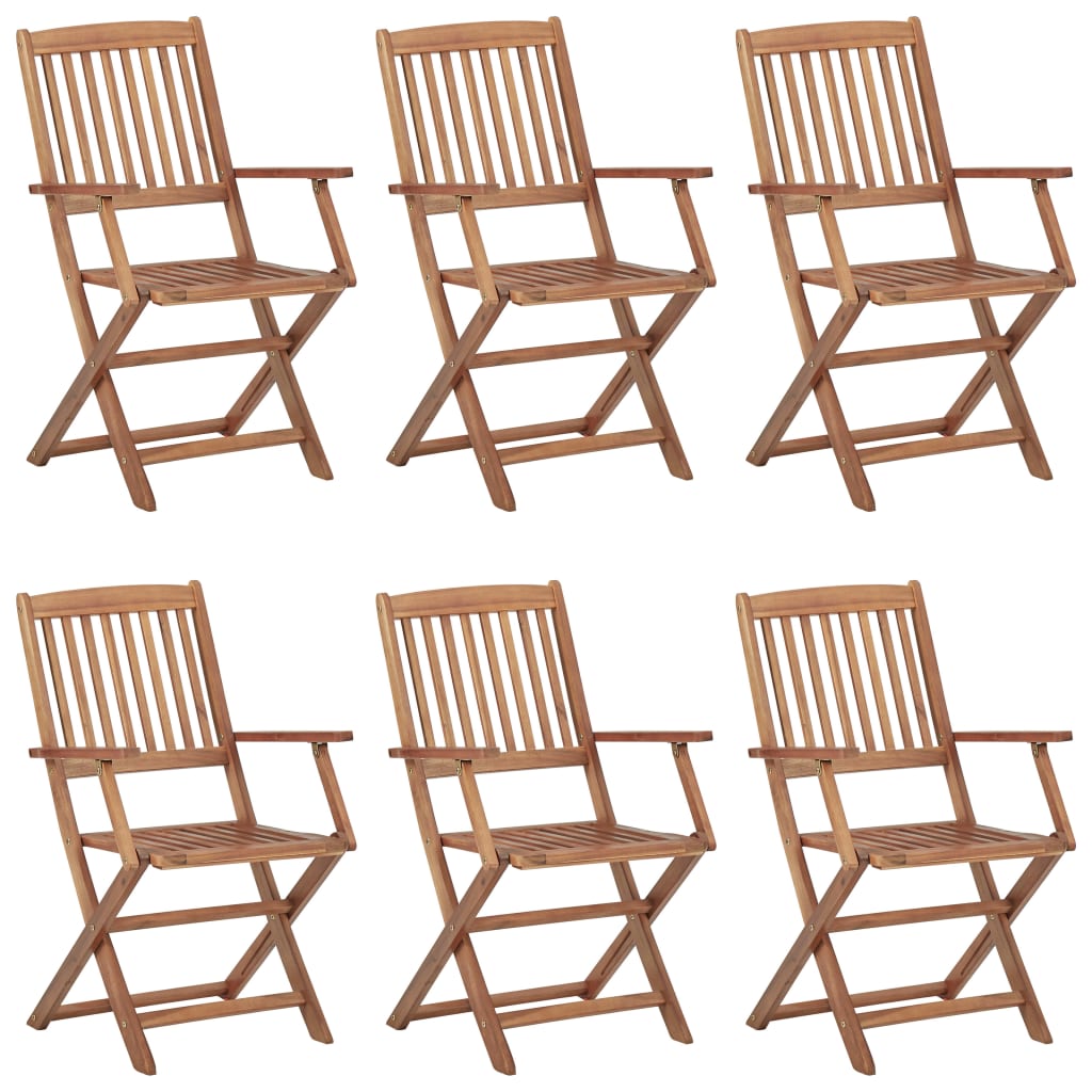 Folding Garden Chairs 6 pcs with Cushions Solid Wood Acacia