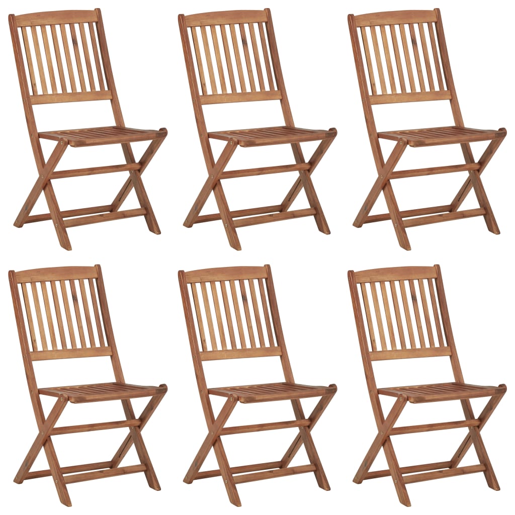 Folding Garden Chairs 6 pcs with Cushions Solid Wood Acacia