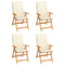 Garden Chairs 4 pcs with Cream Cushions Solid Teak Wood