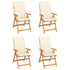 Garden Chairs 4 pcs with Cream Cushions Solid Teak Wood