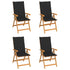 Garden Chairs 4 pcs with Black Cushions Solid Teak Wood