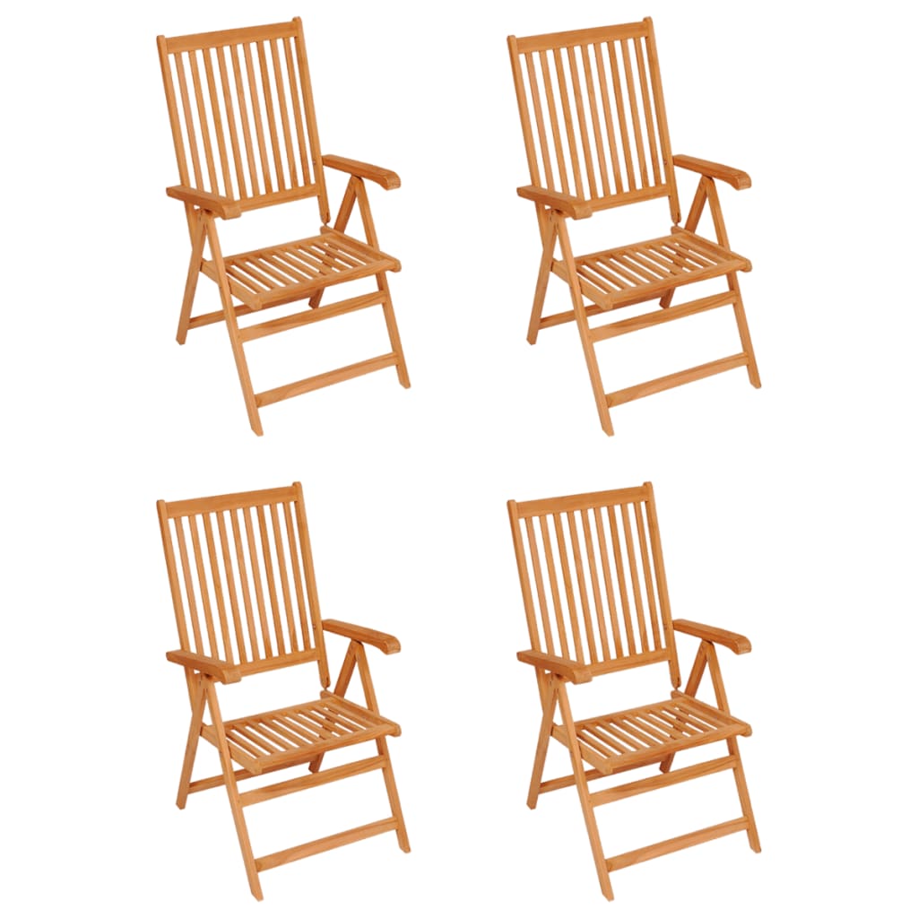 Garden Chairs 4 pcs with Black Cushions Solid Teak Wood