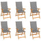 Garden Chairs 6 pcs with Grey Cushions Solid Teak Wood