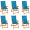 Garden Chairs 6 pcs with Blue Cushions Solid Teak Wood