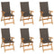 Garden Chairs 6 pcs with Taupe Cushions Solid Teak Wood