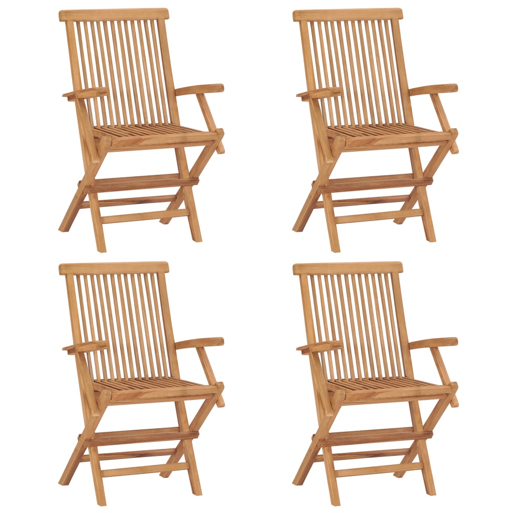 Garden Chairs with Cream White Cushions 4 pcs Solid Teak Wood