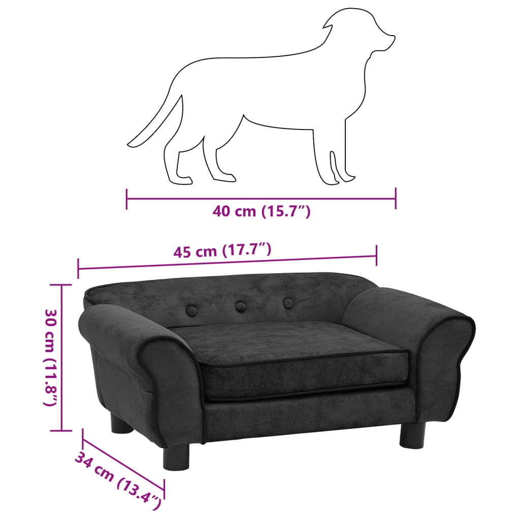 Dog Sofa Dark Grey 72x45x30 cm Plush