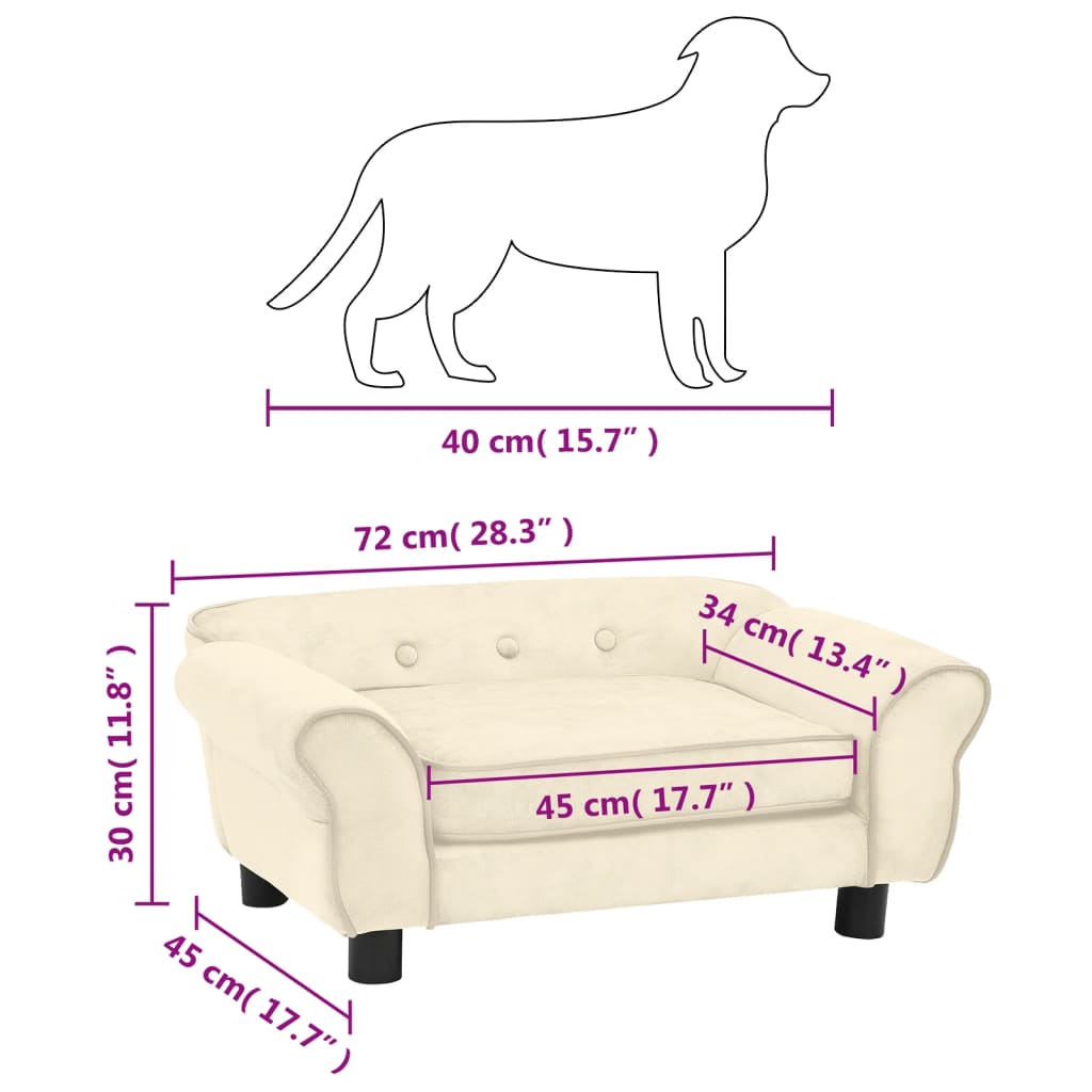 Dog Sofa Cream 72x45x30 cm Plush