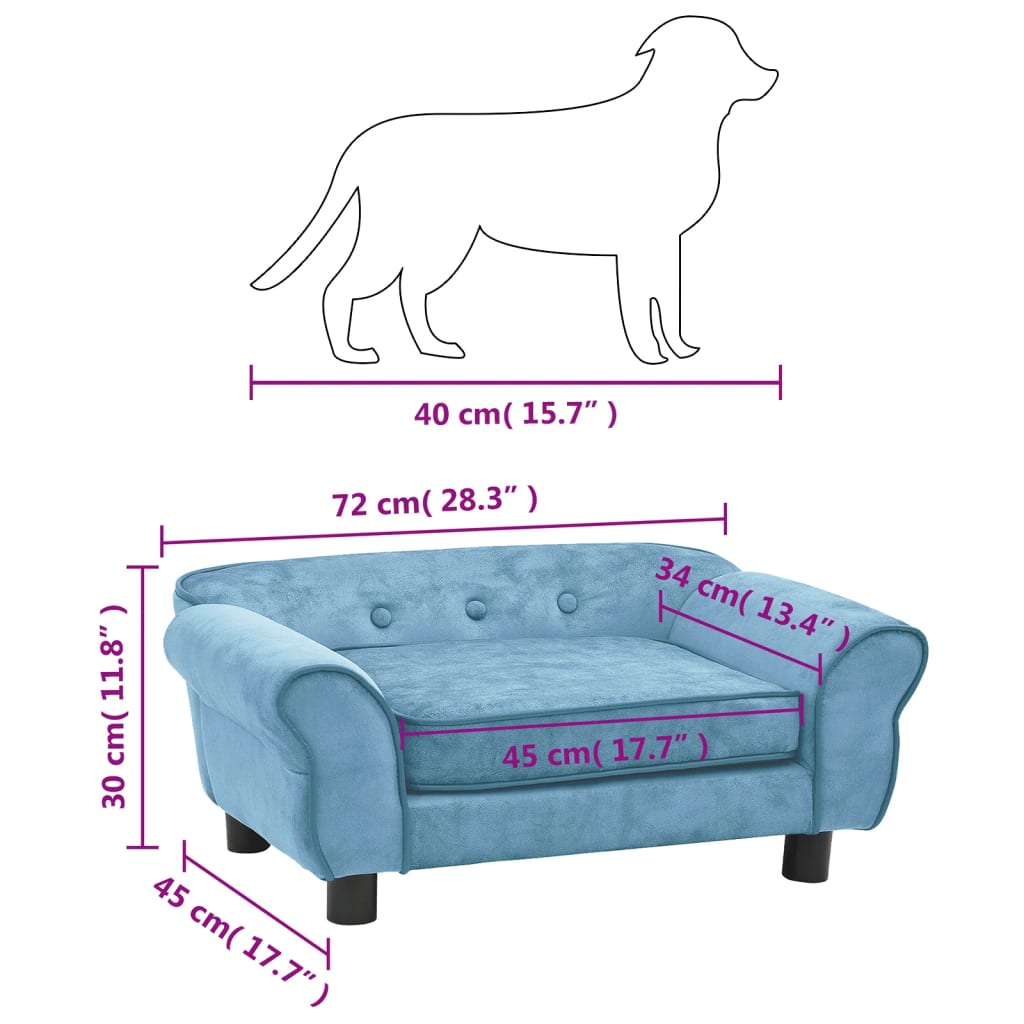 Dog Sofa Turquoise 72x45x30 cm Plush