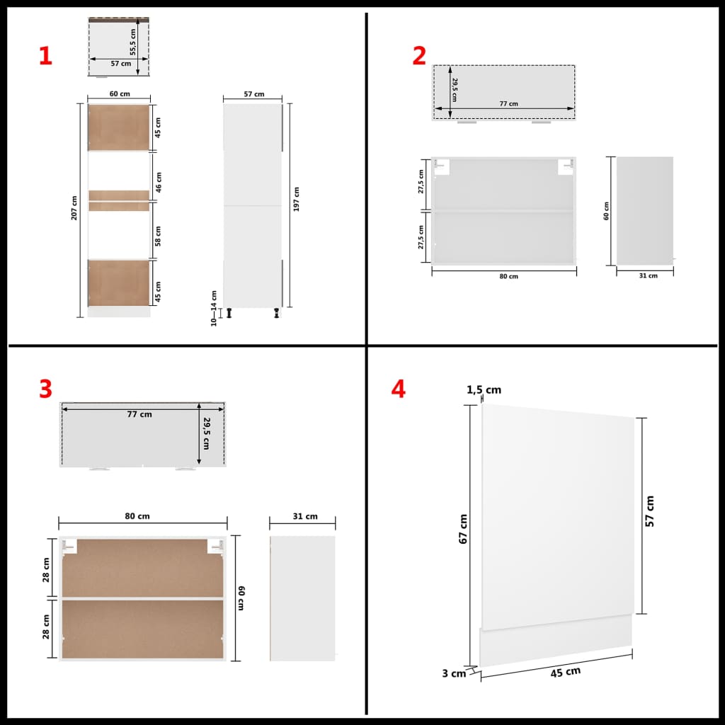 7 Piece Kitchen Cabinet Set White Engineered Wood