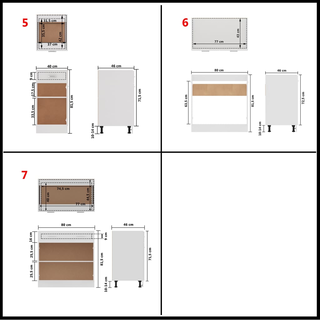 7 Piece Kitchen Cabinet Set White Engineered Wood