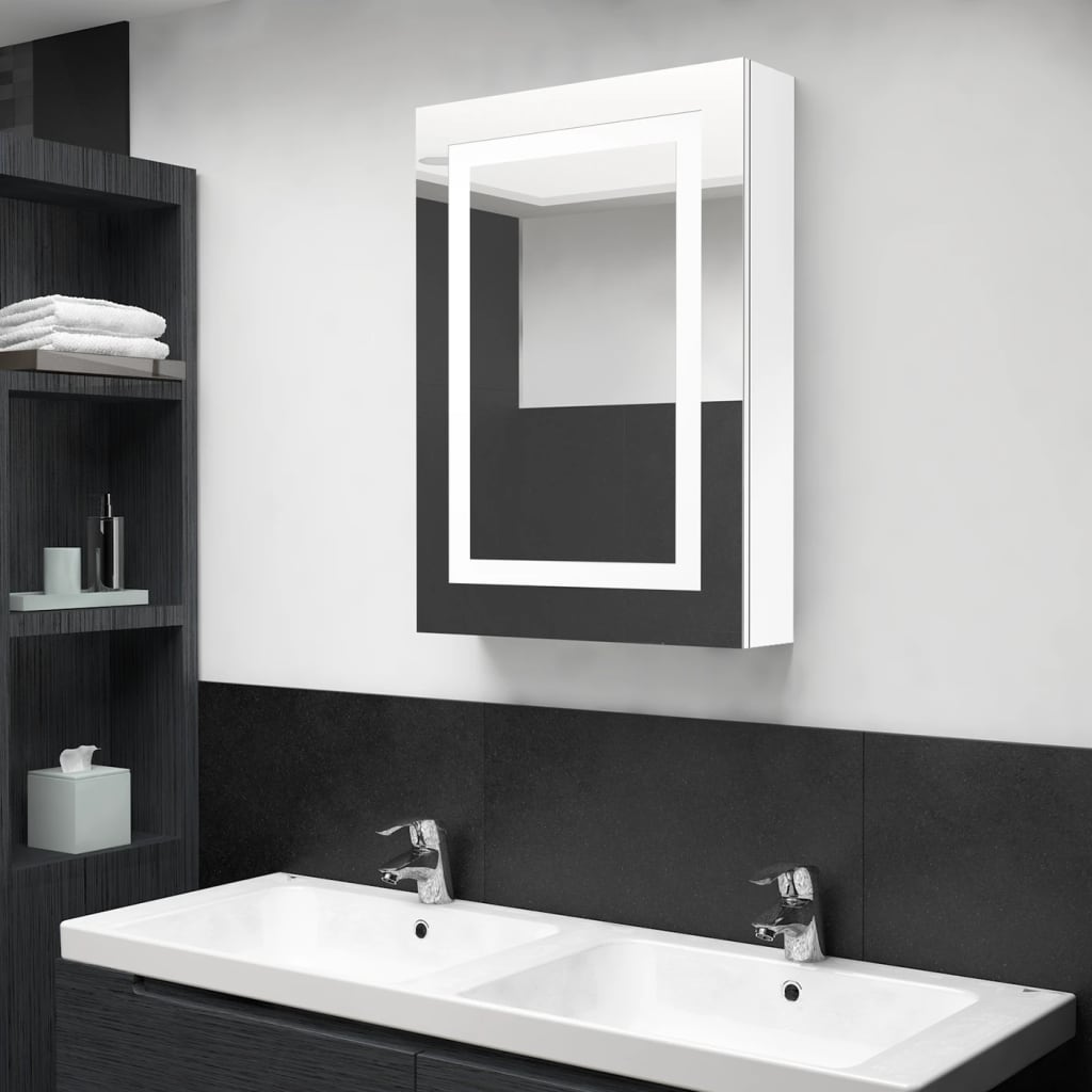 LED Bathroom Mirror Cabinet Shining White 50x13x70 cm