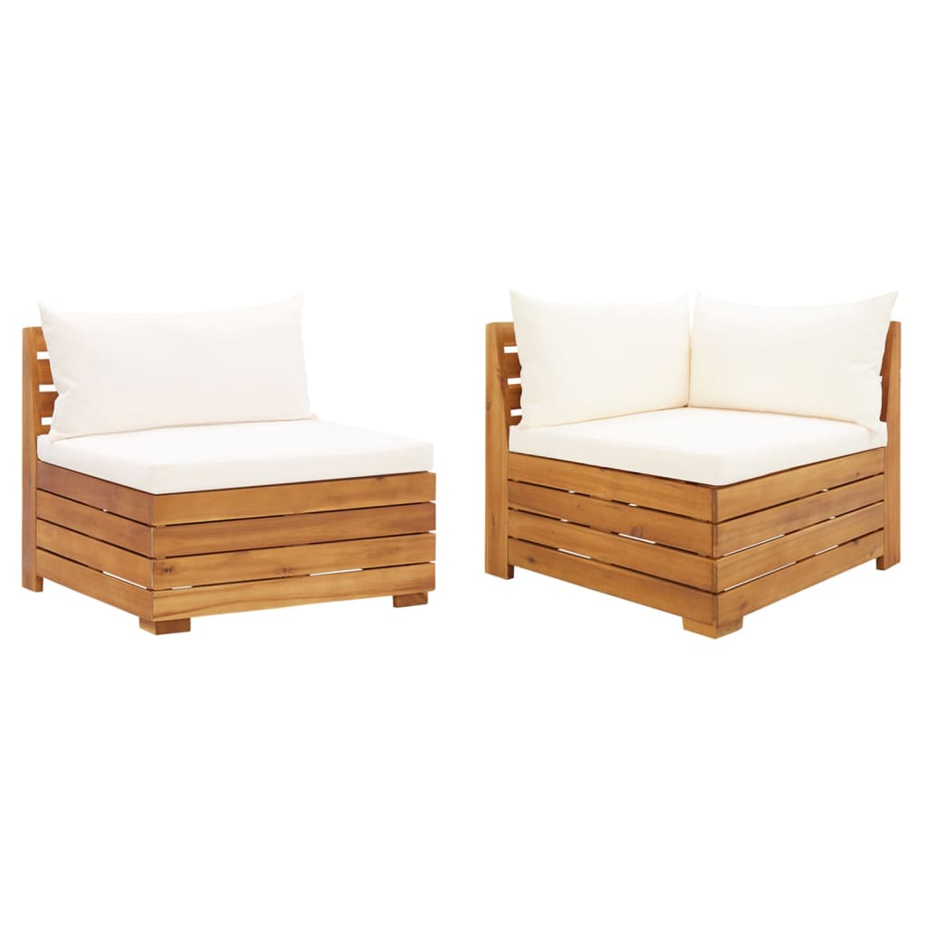 2 Piece Garden Lounge Set with Cushions Solid Acacia Wood