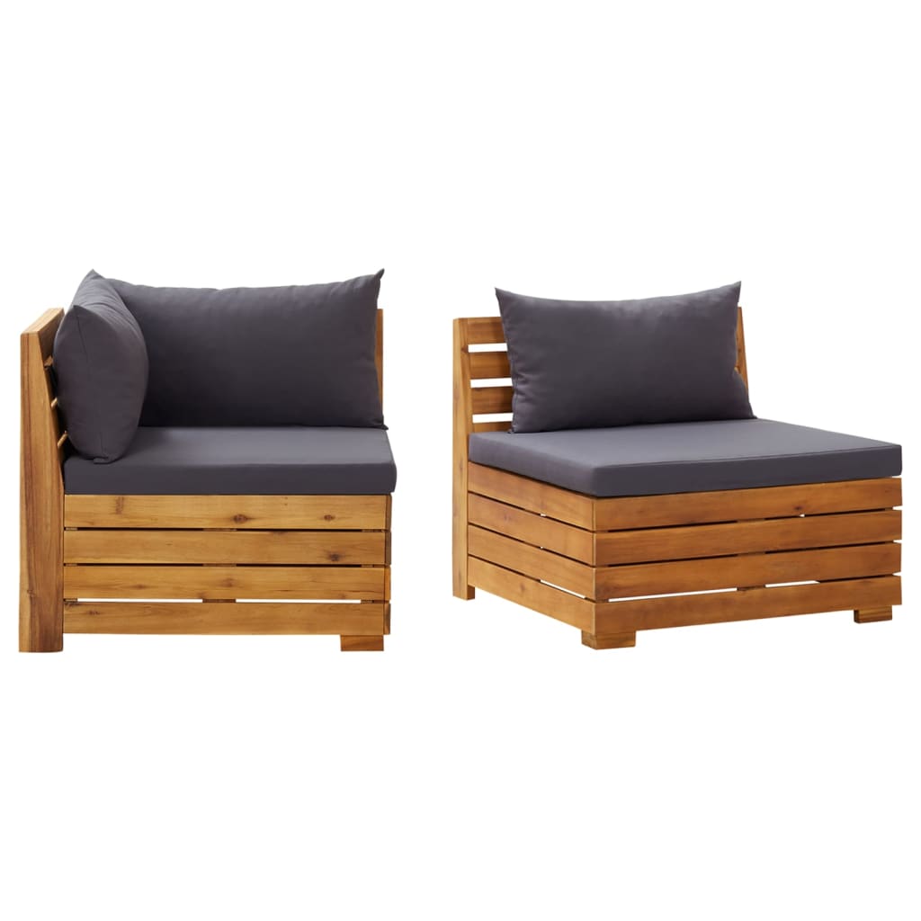 2 Piece Garden Lounge Set with Cushions Solid Acacia Wood