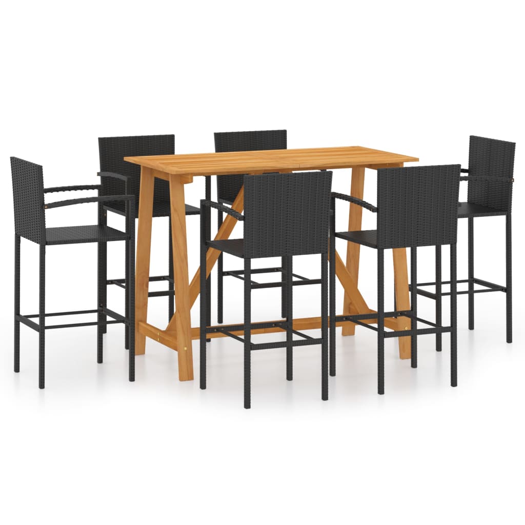 7 Piece Garden Bar Set Black