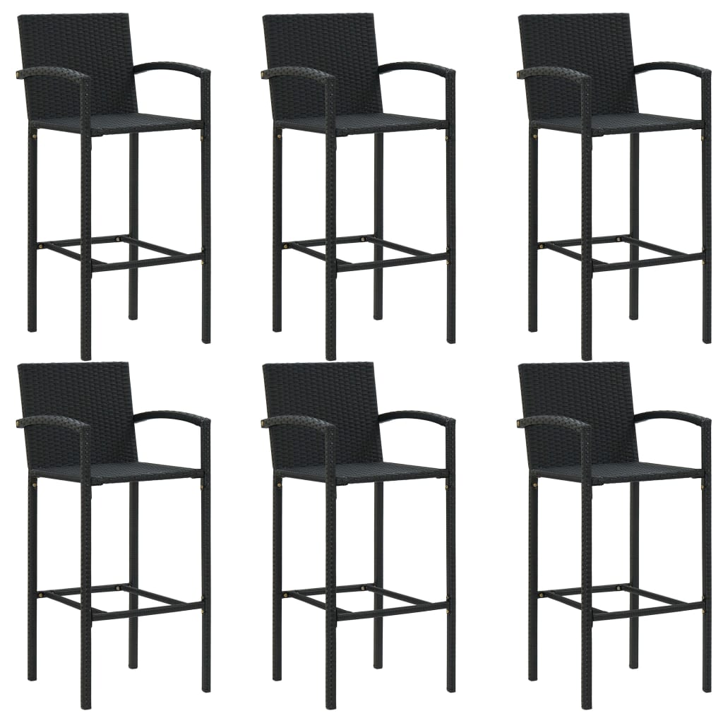 7 Piece Garden Bar Set Black