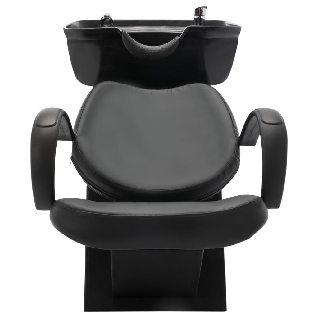 Salon Shampoo Chair with Washbasin Black Faux Leather