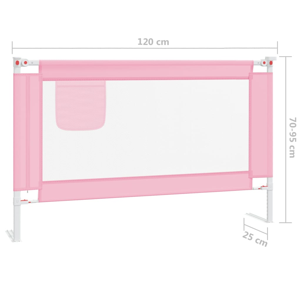 Toddler Safety Bed Rail Pink 120x25 cm Fabric