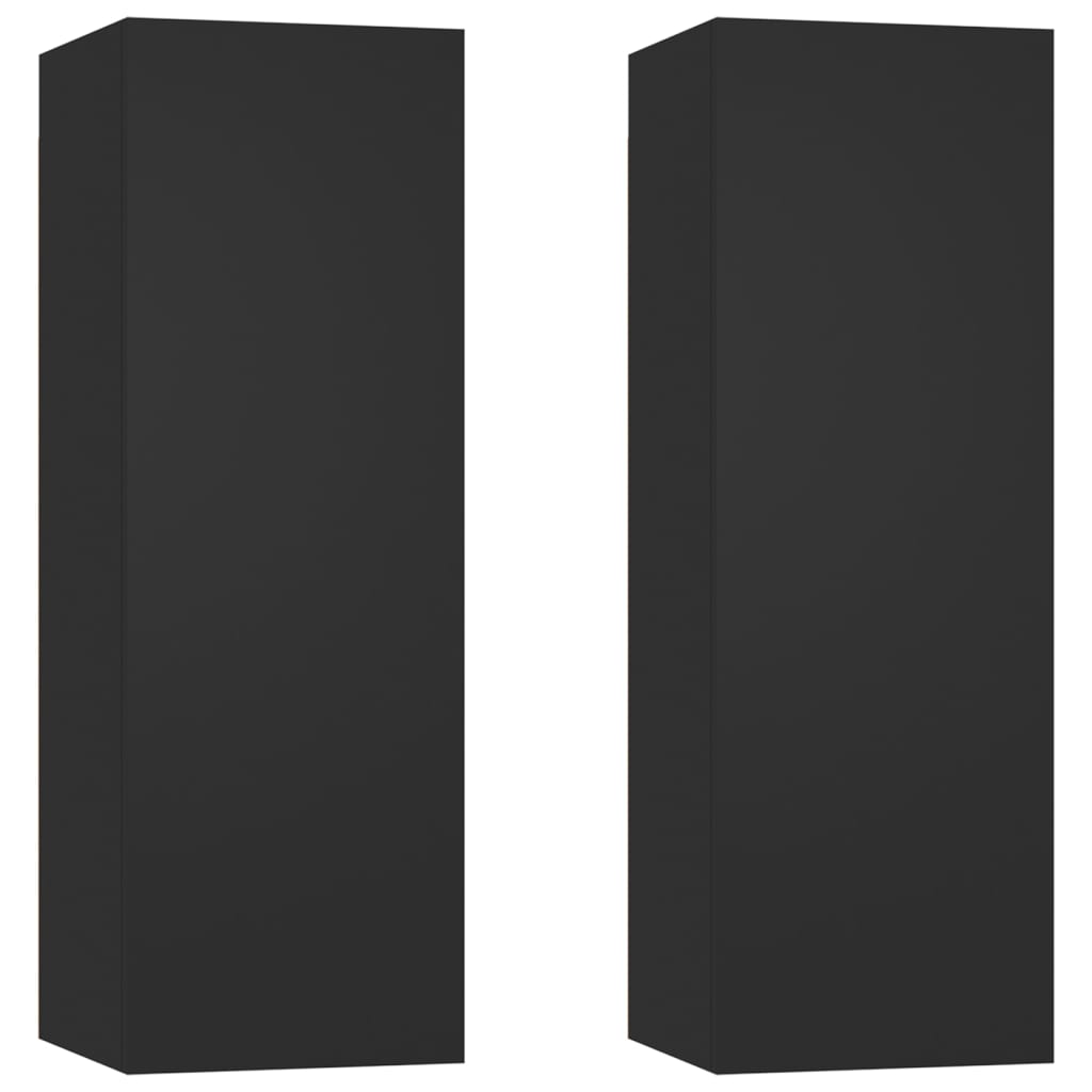 TV Cabinets 2 pcs Black 30.5x30x90 cm Engineered Wood