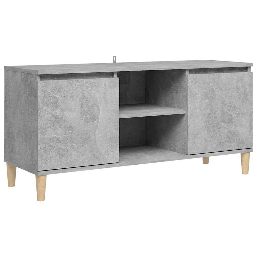 TV Cabinet with Solid Wood Legs Concrete Grey 103.5x35x50 cm