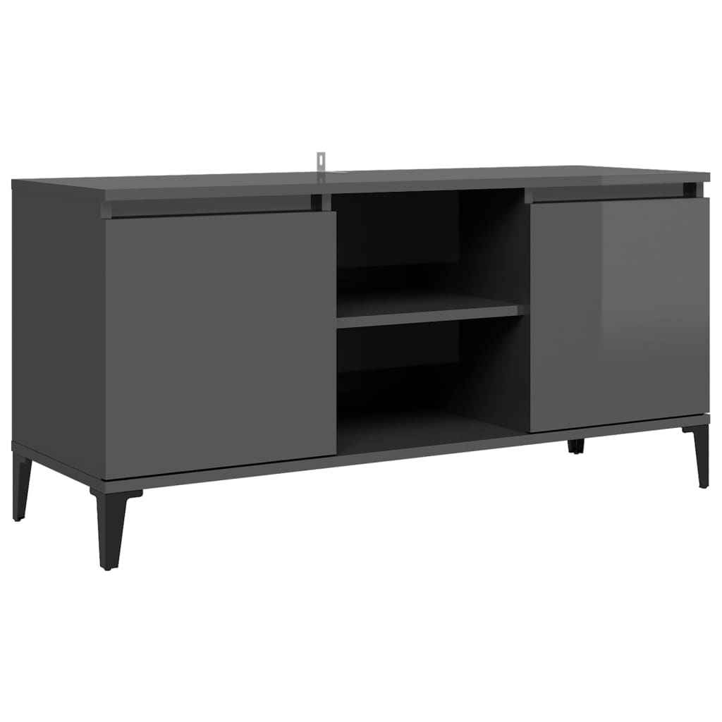 TV Cabinet with Metal Legs High Gloss Grey 103.5x35x50 cm