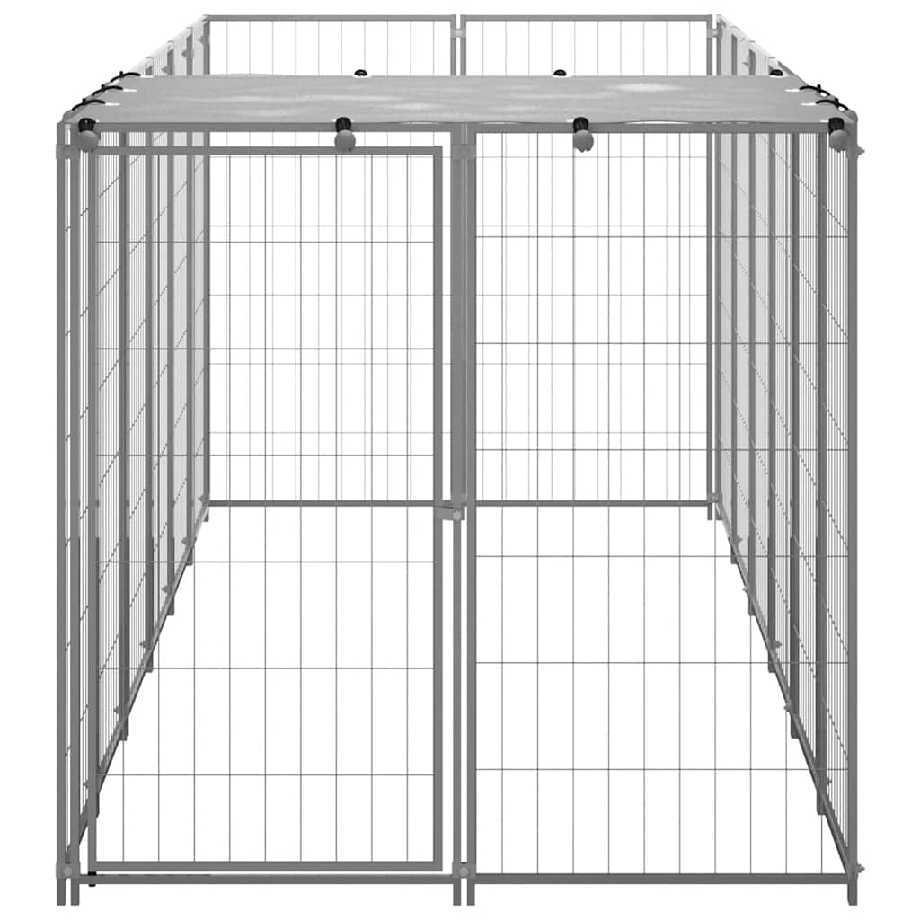 Dog Kennel Silver 330x110x110 cm Steel