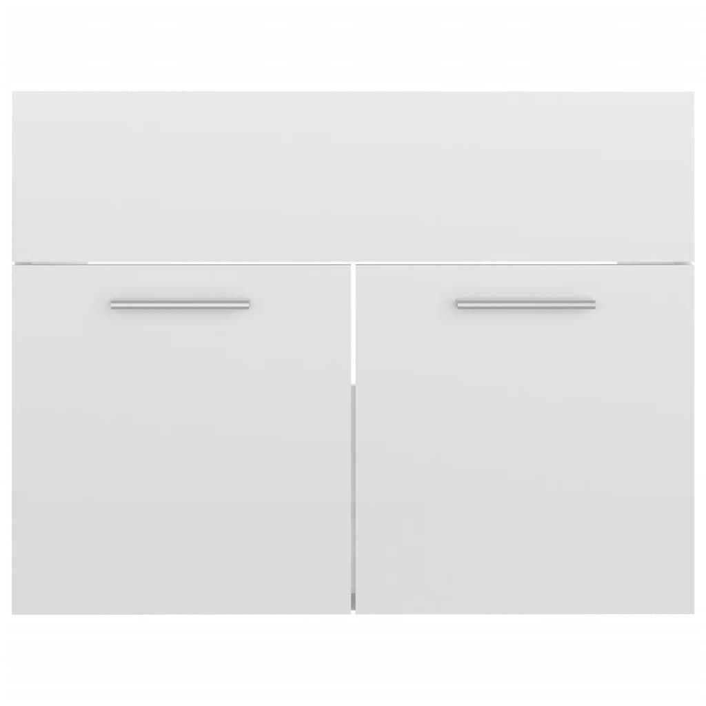 Bathroom Furniture Set High Gloss White Engineered Wood